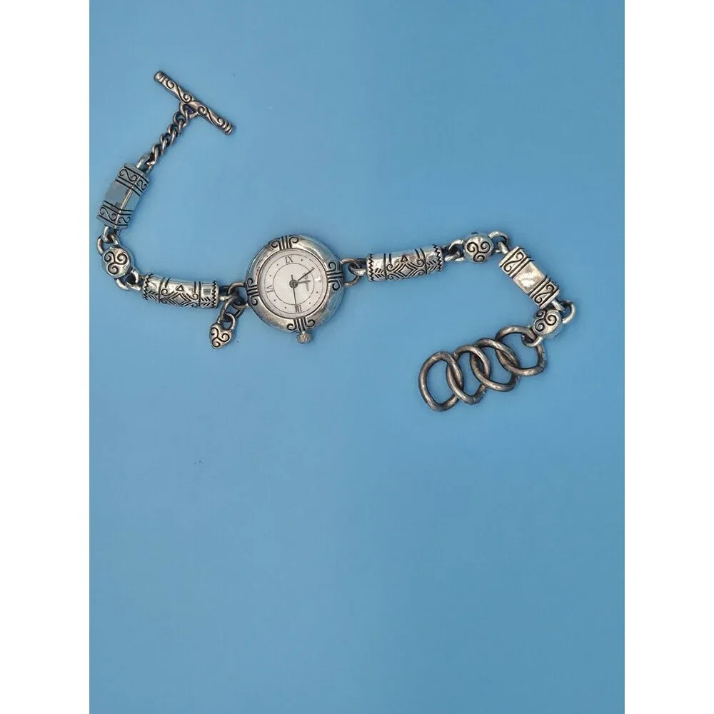 Brighton Silver Marrakesh Quartz Watch Bracelet Toggle Clasp New Battery